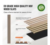 SucceBuy Panneaux acoustiques en lamelles de bois, 20,1 x 249,6 cm, panneaux muraux en bois MDF d'accentuation pour une décoration murale intérieure moderne, panneaux muraux en bois synthétique pour l