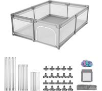 SucceBuy Parc pour bébé, 2000x1785 mm, aire de jeux pour jeunes enfants, aire de jeux polyvalente pour l'intérieur et l'extérieur, centre d'activités de sécurité avec 50 balles océan, porte avec ferme
