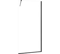 SucceBuy Paroi de douche fixe en verre (864 x 1870 mm) avec cadre partiel, verre de sécurité clair de 8 mm d'épaisseur, avec joint de sol et ferrures, paroi de douche pour salle de bains, design noir 