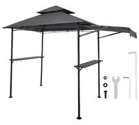SucceBuy Pavillon barbecue, 2430 x 1500 x 500 mm, toit pour barbecue extérieur, couverture pour gazebo barbecue à 2 niveaux, pavillon de jardin à double toit avec auvent supplémentaire, adapté pour te