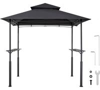 SucceBuy Pavillon de barbecue, 2430 x 1500 x 2500 mm, abri pour barbecue extérieur, couverture BBQ-Gazebo à 2 niveaux, pavillon de jardin à double toit, convient pour terrasse, arrière-cour et jardin,