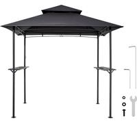 SucceBuy Pavillon de barbecue, 2430x1500x500 mm, abri pour barbecue extérieur, Gazebo BBQ à 2 niveaux avec double toit, pavillon de jardin pour 2-4 personnes, parfait pour terrasse, arrière-cour et ja