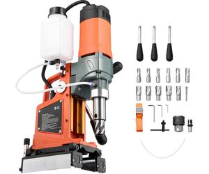 SucceBuy Perceuse magnétique 1400 W avec capacité de perçage de 50 mm, fonctionnement réversible, convient pour les surfaces métalliques, carotteuse électrique avec 11 forets pour les applications ind
