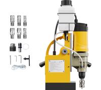 SucceBuy Perceuse magnétique-1400W, 2878 lbf Mag Perceuse à pression, 2 in Bohring, 6 Bits, Jaune