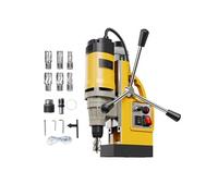 SucceBuy Perceuse magnétique-1400W, 2878 lbf Mag Perceuse à pression, 2 in Bohring, 6 Bits, Jaune