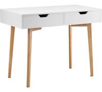 SucceBuy Petite table de travail avec tiroir en bois blanc et naturel