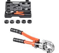 SucceBuy Pince à sertir hydraulique avec contour en V, outil de sertissage pour tubes en acier inoxydable, pince à sertir avec mâchoires V12, V15, V18, V22, V28 et mallette de transport, idéale pour l