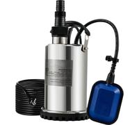 SucceBuy Pompe à eau submersible, 550 W, 9500 l/h, avec 10 m de câble et interrupteur à flotteur automatique, portable en acier inoxydable, pour une eau propre, zones inondées, piscines, jacuzzis