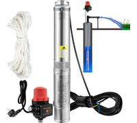SucceBuy Pompe immergée pour puits profond 750W 230V 105L/min 62m de hauteur de refoulement IP68 Acier inoxydable,Solution d'approvisionnement en eau fiable avec un débit de 105 l/min et une hauteur d