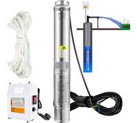 SucceBuy Pompe immergée pour puits profonds, 370 W, 230 V, 110 l/min, 44 m de hauteur de refoulement, 20 m de câble, acier inoxydable, IP68 étanche, avec boîtier depour l'industrie, l'irrigation et l'