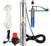 SucceBuy Pompe immergée pour puits profonds 550W 230V/50Hz 50L/min 89m de hauteur de refoulement Acier inoxydable IP68
