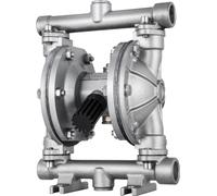 SucceBuy Pompe pneumatique à double membrane, entrée et sortie 1/2 pouce, acier inoxydable, 3 GPM, max. 90 PSI, membrane en PTFE, pompe pneumatique pour pétrole, diesel, huile et liquides à faible vis