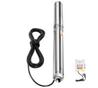 SucceBuy Pompe submersible pour puits profonds, 550 W, 230 V, hauteur de refoulement de 210 pieds, débit de 65 l/min, pompe à eau en acier inoxydable avec câble de 65,62 pieds, boîtier deexterne, pour