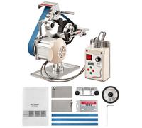 SucceBuy, ponceuse à bande de 550 W, appareil de ponçage avec 3 bandes abrasives (762x25,4 mm), vitesse réglable de 200 à 5000 tr/min, polissoir à bande avec double mode et vitesse de bande allant jus