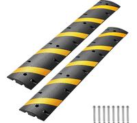 SucceBuy Pont de câble en caoutchouc, 183x30x5 cm, jeu de 2, protection de câble à 2 canaux, capacité de charge jusqu'à 9979 kg par essieu, couverture de sol avec vis d'extension, convient pour l'asph