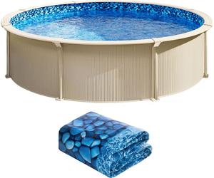 SucceBuy Poolliner rond, chevauchement de 24 pieds, Vinylliner, mur de 54 pouces