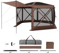 SucceBuy Pop-up Pavillon, 3,6 x 3,6 m, tente de camping hexagonale avec toit amovible et sac de transport, protection solaire idéale pour 8-10 personnes, tente de réception polyvalente pour le jardin