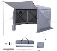 SucceBuy Pop-up Pavillon, 3,6x3,6x2,2 m, tente de camping hexagonale spacieuse avec toit amovible et sac de transport, tente pour les fêtes et protection contre le soleil, convient pour 8-10 personnes