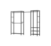 SucceBuy Portant à Vêtements Acier Carbone 4 Tringles 6 Etagères 363kg Noir 244x38x180.35cm