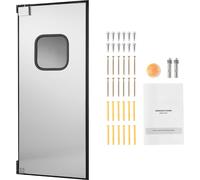 SucceBuy Porte battante 917 x 78 x 2133 mm, panneau unique, convient pour des ouvertures de porte de 91 x 213 cm, porte en acier inoxydable pour applications commerciales avec ferrures & accessoires,