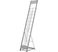 SucceBuy Porte-brochures avec 10 compartiments, porte-revues et porte-catalogue, idéal pour les foires, bureaux, expositions et magasins, argenté