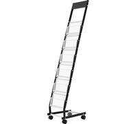 SucceBuy Porte-brochures sur roulettes avec 6 compartiments, porte-littérature en métal pour les foires, le bureau et les expositions