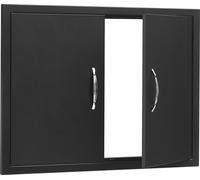 SucceBuy Porte d'accès BBQ, 788 x 610 mm, double porte de cuisine extérieure, montage à fleur de la plaque froide, porte murale verticale avec poignées, pour îlot de barbecue, station de barbecue, arm