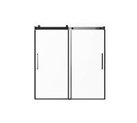 SucceBuy Porte coulissante de baignoire sans cadre, 56-60 pouces L x 60 pouces H, porte de douche en verre, verre trempé, finition chromée, salle de bains