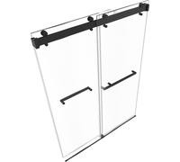 SucceBuy Porte de douche sans cadre (1219x1930 mm, lxh), porte coulissante en verre de sécurité transparent de 10 mm d'épaisseur avec nano-revêtement, porte de douche coulissante avec rail, joint et k