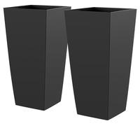 SucceBuy Pot de fleurs 325 x 325 x 665 mm, lot de 2, grand pot de fleurs, bac à fleurs, pot en PP, pot avec pot intérieur et trous de drainage, idéal pour les plantes d'intérieur et d'extérieur, noir