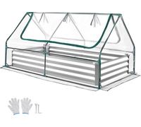 SucceBuy Potager surélevé en métal 180 x 90 x 30 cm, potager rectangulaire avec housse et gants, kit de bacs à fleurs pour le jardin et l'extérieur, idéal pour les fleurs et les légumes