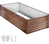 SucceBuy Potager surélevé en métal 240 x 120 x 62 cm, potager rectangulaire, kit de bacs à fleurs pour l'extérieur, potager avec gants, parterre de fleurs, bac à fleurs, jardinière, châssis de culture