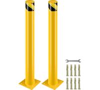 SucceBuy Poteau de borne de sŽcuritŽ de 42 pouces, tube en acier de 4,5 pouces de diamtre, barrire en acier jaune, borne de sŽcuritŽ durable avec 8 boulons d'ancrage pour les zones de circulation