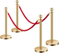 SucceBuy Poteau de délimitation en corde avec 2 cordes en velours rouge de 1,5 m Socle creux rempli de sable 4 paquets
