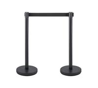 SucceBuy Poteau de Guidage en Acier Inoxydable 6PCS 200cm Ceinture Noire Pour Hôtel