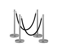 SucceBuy Poteau de Guidage Séparation Corde Velours 1500cm 2PCS Pour File Attente Argent