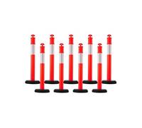SucceBuy Poteau de Signalisation 114cm Haute Visibilité Assemblage Rapide 9 Pièces Rouge