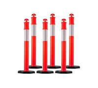 SucceBuy Poteau de Signalisation 114cm Résistance au Vent Améliorée 6 Pièces Rouge