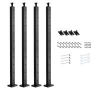 SucceBuy, poteaux de garde-corps en câble, lot de 4, 914 x 50,8 x 50,8 mm, avec trous horizontaux pré-percés, en acier inoxydable SUS304, avec support incurvé, adaptés aux rampes et aux balustrades, c