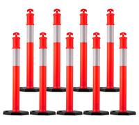 SucceBuy Poteaux de signalisation 9 pièces (114 cm) avec socle stable et bandes réfléchissantes, poteaux d'avertissement pour chantiers, parkings et barrières pour contrôler les foules, rouge