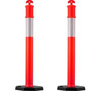 SucceBuy Poteaux de signalisation routière 2 pièces (114 cm) avec socle stable et bandes réfléchissantes, poteaux de délimitation résistants pour les chantiers, les parkings et pour la gestion de la f