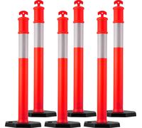 SucceBuy Poteaux de signalisation routière 6 pièces (114 cm) avec socle stable et bandes réfléchissantes, poteaux de délimitation résistants pour les chantiers, les parkings et pour l'organisation de 