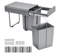 SucceBuy Poubelle coulissante pour placards de cuisine (20+10+10 L), poubelle sous évier, poubelle de cuisine avec système coulissant métallique à sortie totale et poignée pratique