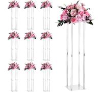 SucceBuy Présentoir pour fleurs de mariage 200x200x800 mm, 10 pièces de tabouret pour fleurs avec plateau carré en acrylique et pieds cylindriques, support pour plantes pour les fêtes, les anniversair