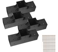 SucceBuy Raccords pour poteaux, pack de 4, fixations d'angle en forme de T pour poteaux de dimensions intérieures 92 x 92 mm, fixations pour pergola à 3 voies, kit de fixation pour pavillon, vis compr
