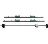 SucceBuy Rail de guidage linéaire, 2 pièces HGR20-1000 mm rails de glissement avec 1 pièce RM1605-1000 mm vis à billes, kit BF12/BK12, rails linéaires carrés pour fraiseuses DIY-CNC, tours, fraiseuses