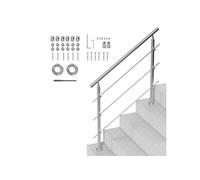 SucceBuy 47,2 pouces mains courantes pour escaliers extérieurs, kit de main courante d'escalier à 3 barres transversales. Conception à double colonne pour les personnes âgées, rampe de transition en a