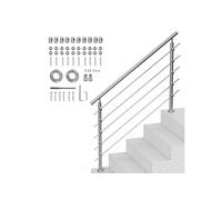 SucceBuy 59 pouces (L) mains courantes pour escaliers extérieurs. Ensemble de mains courantes d'escalier en acier inoxydable avec montage. Conception à double colonne pour les personnes âgées. set de