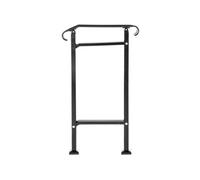 SucceBuy Main courante en fer forgé, rampe d'escalier réglable pour 1 ou 2 marches, main courante de véranda noire avec kit d'installation pour escaliers en béton ou en bois