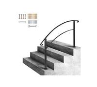 SucceBuy Rampe d'Escalier Pour 4 Marches Fer Forgé Robuste Bases Solides et Epaisses